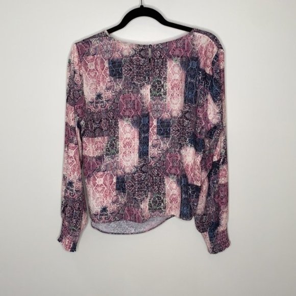 INC INTERNATIONAL CONCEPTS Purple Twist Front Draped Long Sleeve Blouse Medium - Picture 9 of 10